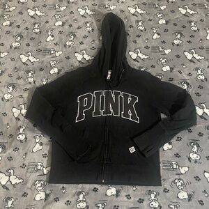 VSPINK Vintage Black Zip Up Hoodie Size L circa.2017 🖤🖤🖤